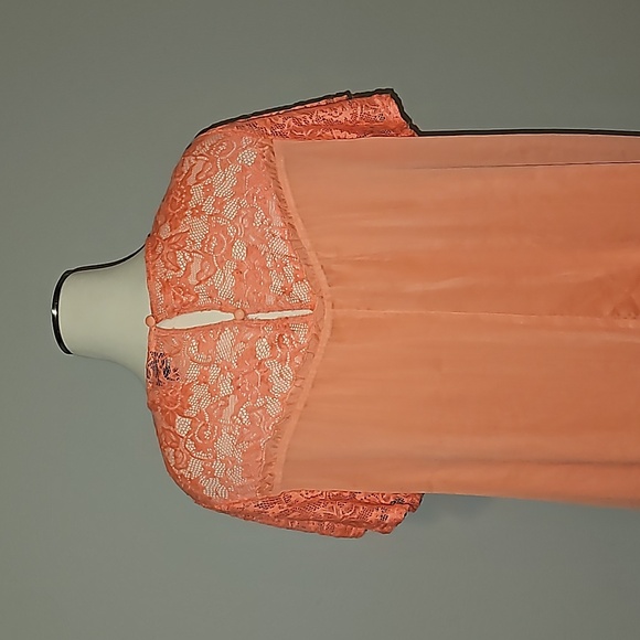 Torrid Tangerine Chiffon look /stretch Lace trim Plus Size 1X Lightweight VGUC * - Picture 7 of 15